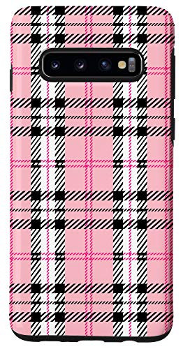 Galaxy S10 Pink Buffalo Plaid Check Fall Pattern Stylish Cute Lines Case