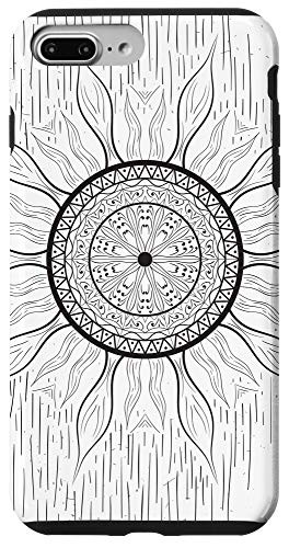iPhone 7 Plus 8 Plus White Line Art Mandala Pattern Case