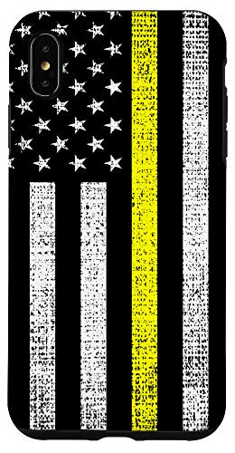iPhone XS Max Thin Yellow Line Dispatchers Gift US Flag Dispatcher Phone Case