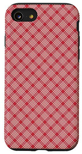 iPhone SE  2020    7   8 Classic Red and White Geometric Plaid Lines Simple Mod Gift Case