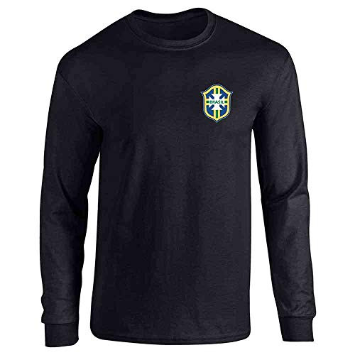 Brazil Futbol Soccer Retro National Team Football Black XL Full Long Sleeve Tee T-Shirt
