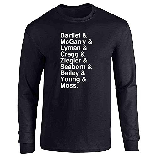 Pop Threads President Bartlet  and  Staff List of Names Black XL Full Long Sleeve Tee T-Shirt