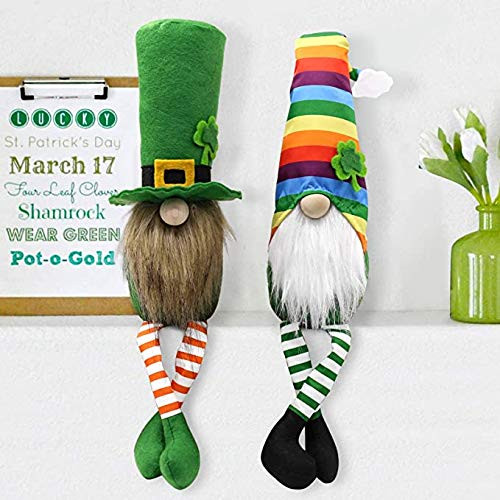 St. Patricks Day Gnome Decorations Irish Gnomes Swedish Gnome Ornaments Green Irish Leprechaun Tomte Gnomes Lucky Clover Doll for Home Decoration  B