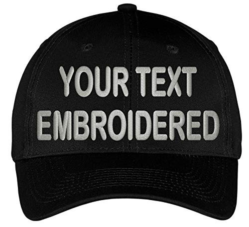 Custom Hat Embroidered Your Own Text Adjustable Back Curved Bill  Black