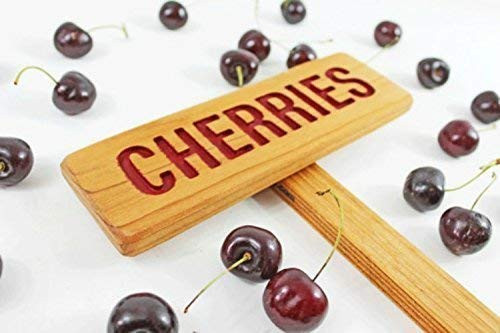 CHERRIES Rustic Tree Sign Hand Routed Garden Marker Fruit Signage Custom Garden Marker Personalized Garden Sign Outdoor Garden Sign