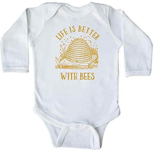 inktastic Lifes Better with Bees Long Sleeve Creeper 6 Months White 26be7