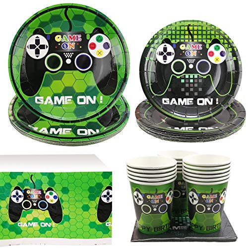 Cieovo Video Game Party Supplies - Serves 16 Guest Includes Dinner Plates Dessert Plates Lunch Napkins Cups and Table Cover Party Pack Perfect for Gaming Themed Boys Birthday Shower Parties Decorations Cieovo Video Game Party Supplies - Serves 16 Guest Includes Dinner Plates Dessert Plates Lunch Napkins Cups and Table Cover Party Pack Perfect for Gaming Themed Boys Birthday Shower Parties Decorations