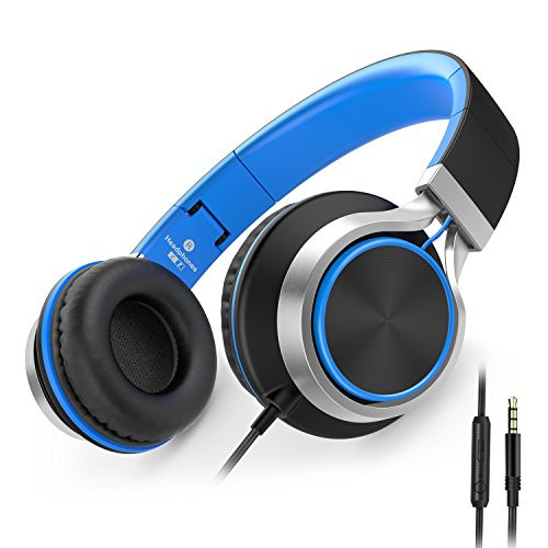 AILIHEN C8 Headphones Microphone Volume Control Cellphones Tablets Android Smartphones Laptop Computer Mp3/4 (Black/Blue)