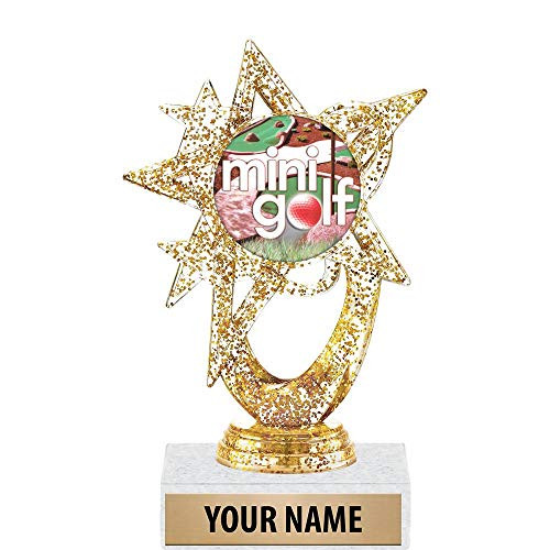 5.5 inch  Gold Glitter Mini Golf Trophies Custom Astral Star Mini Golf Trophy Award Prime