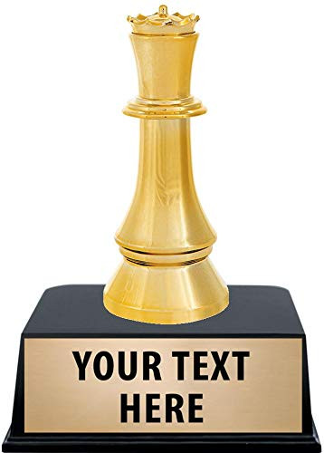 Chess Queen Trophies with Custom Engraving 6 inch  Personalized Gold Chess Piece Award Trophy On Black Base 1 Pack Prime