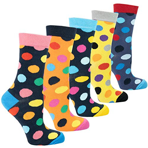 Socks n Socks Womens Girls 5pk Novelty Funny Crazy Cute Polka Dot Socks Gift Socks n Socks Womens Girls 5pk Novelty Funny Crazy Cute Polka Dot Socks Gift