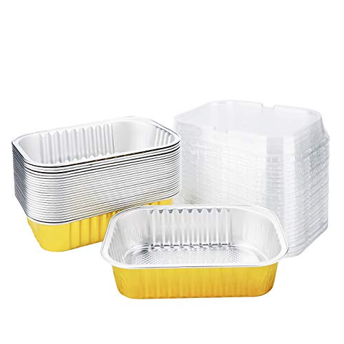 Mini Loaf Pans with Lid Beasea 25 Pack 5x3 Inch Disposable Loaf Pan Aluminum Foil Bread Pans Bread Loaf Pans Mini Loaf Baking Pans Loaf Bakeware for Baking