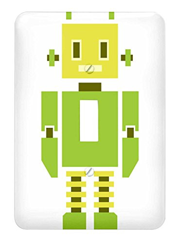 3dRose lsp_211085_1 Cute Green and Yellow Tall Robot - Single Toggle Switch