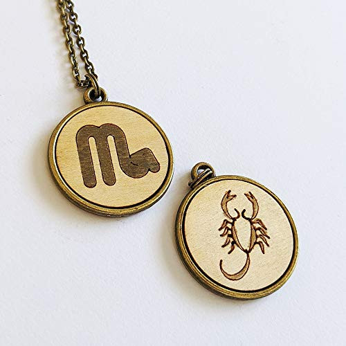 Scorpio Zodiac Necklace  Astrology Sign Wooden Pendant Scorpio Zodiac Necklace  Astrology Sign Wooden Pendant
