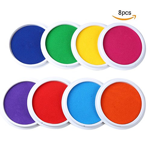 MoloTAR Craft Large Ink Pad Stamps Partner Diy Color,8 Colors Rainbow Finger Ink pad for kids (pack of 8)