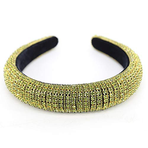 BTWTRY Dark Green Padded Rhinestone Headband Wide Bejewelled Hairband Sparkly Headband Hair Accessories Padded Headband Party Headwear Hair Hoops Hair Accessories for Womens Girls  Dark Green