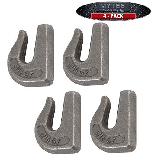 Mytee Products  4 Pack  G70 5 16 inch  Weld On Chain Grab Hooks WLL 4700 lbs Bucket Flatbed Trailer Wrecker Tow Tie Down