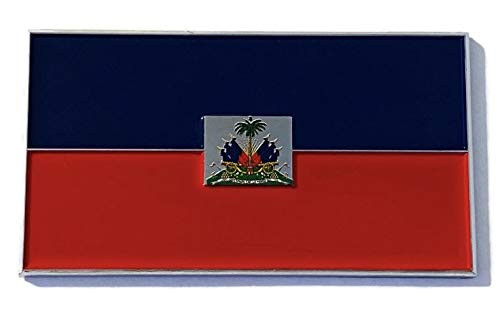 Haiti Flag Car Emblem   Haitian Flag For Car   Chrome Plated   Very Strong Adhesive Back   Simply Peel  and  Stick  Chrome