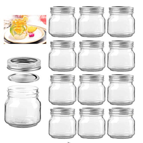 Mason Jars 8 oz Regular Mouth Glass Jars With Lids and Bands 12Pcs Ball Regular Mouth Mason Jars For Storage Gift Decoration