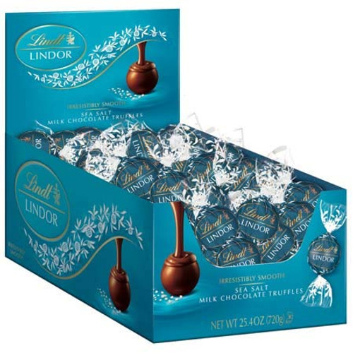 Lindt LINDOR Sea Salt Milk Chocolate Truffles Kosher 60 Count Box 25.4 Ounce Lindt LINDOR Sea Salt Milk Chocolate Truffles Kosher 60 Count Box 25.4 Ounce