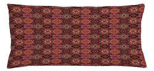Ambesonne Moroccan Throw Pillow Cushion Cover Vintage Tile Design with Oval Motifs Ottoman Mandala Ornamental Decorative Rectangle Accent Pillow Case 36 inch  X 16 inch  Vermilion Green
