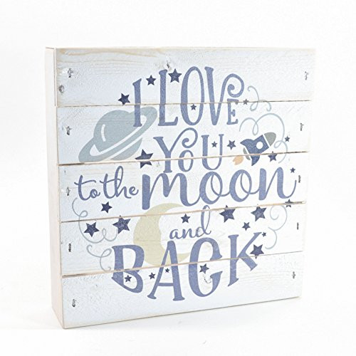 MRC Wood Products I Love You to The Moon and Back Nursery Pallet Box Sign 7.5 inch  x 7.5 inch