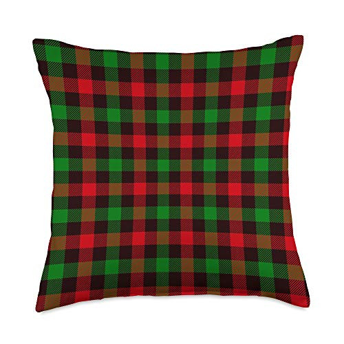 Buffalo Plaid Patterns Red Green  and  Black Buffalo Plaid Throw Pillow 18x18 Multicolor