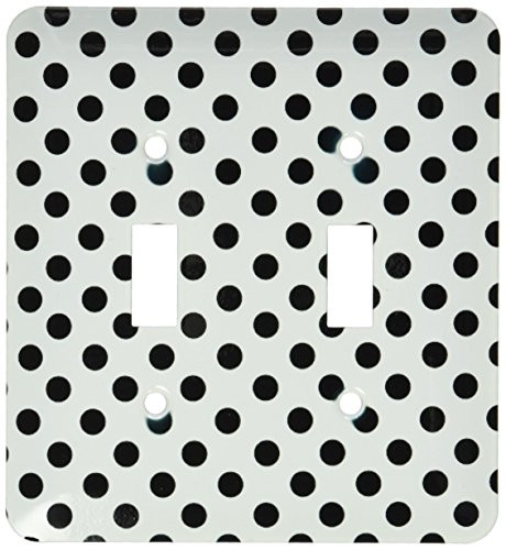 3dRose LSP_56683_2 Black Polka Dots on White-Classic Retro Fifties Stylish Spots Pattern Double Toggle Switch