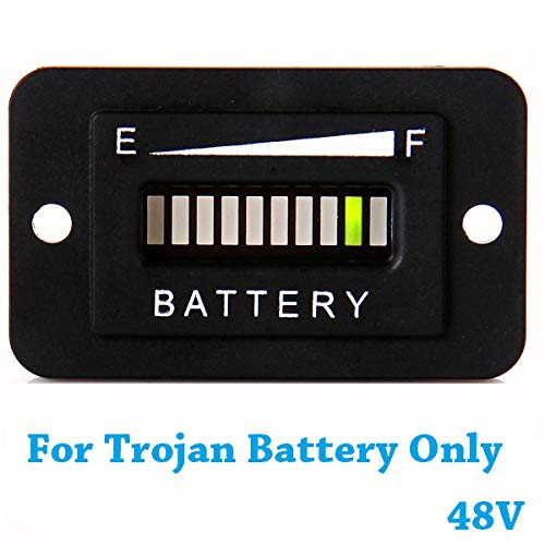 SEARON 48V Trojan Battery Indicator Meter - LED Display Golf cart Battery Guage for EZGO Club Car Yamaha Golf Cart  Trojan Batteries Only