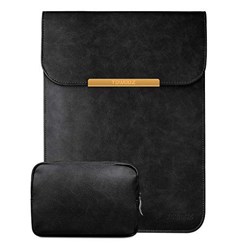 TOWOOZ Laptop Sleeve Case Compatible with MacBook Pro MacBook Air iPad Pro 12.9   Dell XPS 13  Surface Pro X  13-13.5 PU-Black