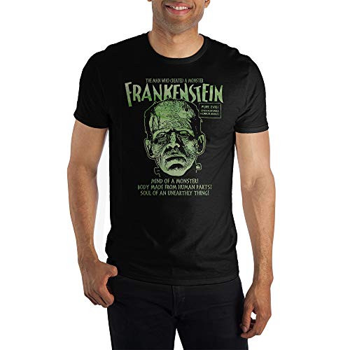 Frankenstein Classic Monsters Movie Mens Black Short Sleeve Shirt-Large