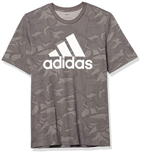 adidas mens Essentials All Over Print T-Shirt Solid Grey White Medium