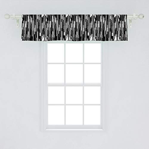 Ambesonne Black and White Window Valance Barcode Pattern Abstraction Vertical Stripes in Grayscale Colors Curtain Valance for Kitchen Bedroom Decor with Rod Pocket 54 inch  X 12 inch  Black Grey White