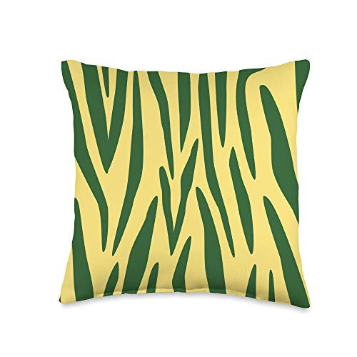 Grey  and  Gold Publishing Zebra Print Animal Green  and  Light Yellow AEW423 Throw Pillow 16x16 Multicolor