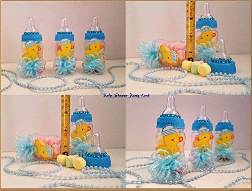 12 Baby Duck Fillable Bottles Baby Shower Boy Favors Prizes Blue Decorations