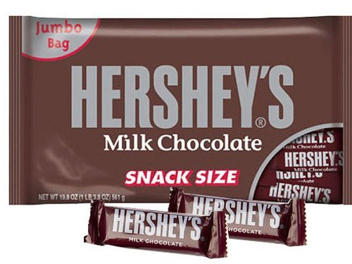 2 JUMBO BAGS - Hersheys Snack Size 90 Chocolate Candy Bars 2 JUMBO BAGS IN EACH ORDER - EACH Bag 19.8 Oz 2 JUMBO BAGS - Hersheys Snack Size 90 Chocolate Candy Bars 2 JUMBO BAGS IN EACH ORDER - EACH Bag 19.8 Oz