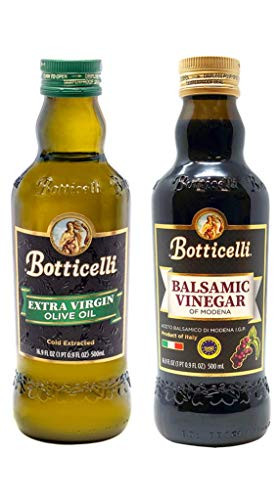 Botticelli Extra Virgin Olive Oil Cold Pressed  and  Aged Balsamic Vinegar of Modena Combo Pack for Salad  and  Bread - EVOO Olive Oil  and  Gluten-Free Aceto Balsamico Tradizionale Di Modena IGP -  16.9oz   2