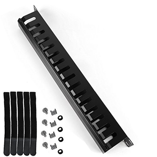 Lancher 1U 19 Inch Rack Mount Horizontal Cable management with mounting screws 16 slot Cable Manager Finger Duct with Cover