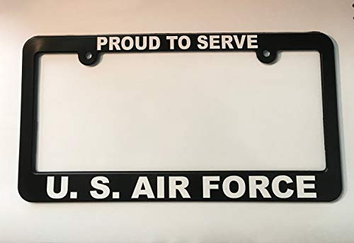 Lplpol Aluminum License Plate Frame Proud to Serve US Air Force United States License Plate Frame Car Licenses Plate Covers Holders for US Vehicles