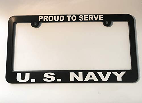 Lplpol Aluminum License Plate Frame Proud to Serve US Navy United States License Plate Frame Car Licenses Plate Covers Holders for US Vehicles