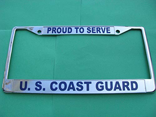 Lplpol -License Plate Frame-Proud to Serve-U.S. Coast Guard-Chromed Cast Metal