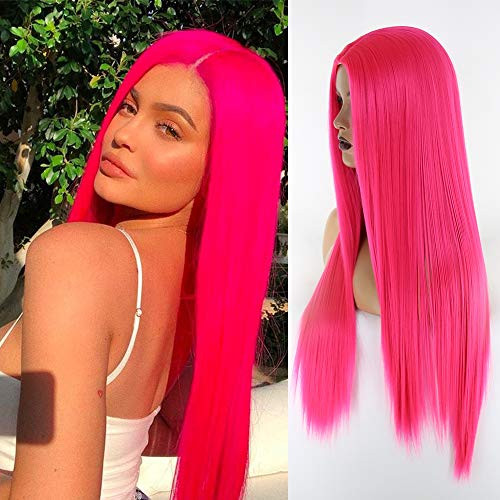 Towarm Bright Pink Long Straight Wig Middle Part Synthetic None Lace Front Wigs for Black Women Machine Made High Temperature Fiber Hair Party Cosplay Daily Wear Wig  24inch Bright Pink Towarm Bright Pink Long Straight Wig Middle Part Synthetic None Lace Front Wigs for Black Women Machine Made High Temperature Fiber Hair Party Cosplay Daily Wear Wig  24inch Bright Pink