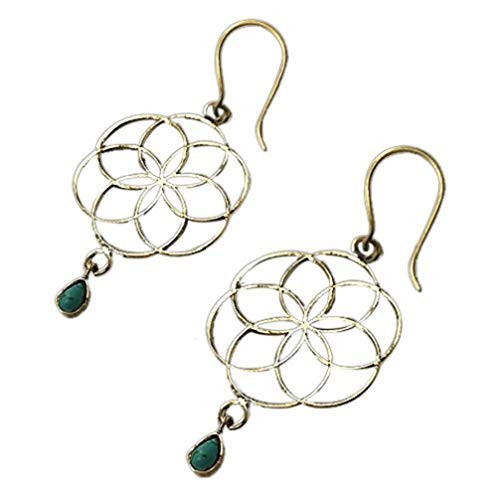 Brass Earrings - Tribal Earrings - Gypsy Earrings - Ethnic Earrings - Brass Jewelry - Gemstone Earrings - Long Earrings - Statement Earrings