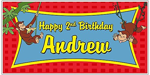 Curious George Swinging from the Trees Birthday Banner Party Backdrop