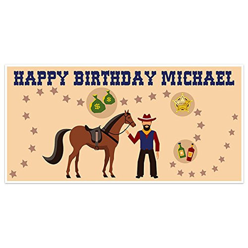 Western Sherif Birthday Banner Personalized Party Backdrop Decoration
