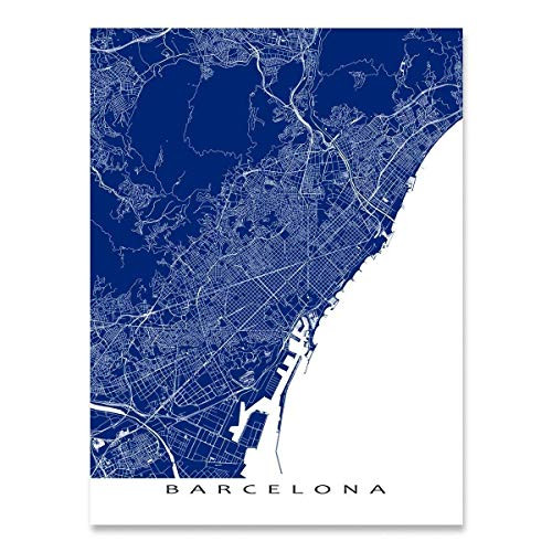 Barcelona Spain Map Art Print City Street Wall Artwork Poster Barcelona Spain Map Art Print City Street Wall Artwork Poster