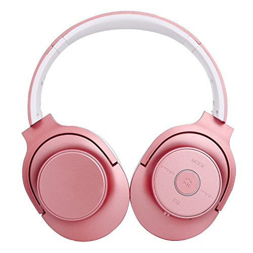 SNOHE Bluetooth Headphones Over Ear, Hi-Fi Stereo Wireless Headset, Foldable, Soft Memory-Protein Earmuffs, Built-in Mic and Wired Mode for PC/ Cell Phones/ TV,Rose Gold