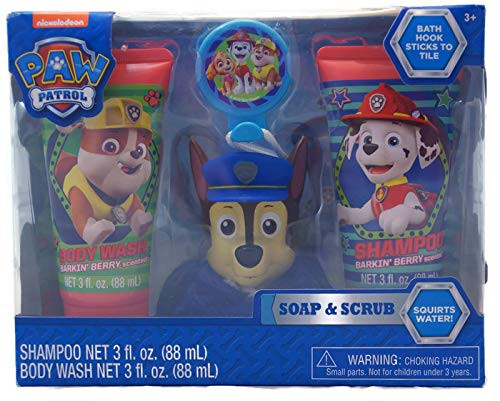 Paw Patrol Children's Bath Gift Set - Shampoo, Body Wash, Bath Scrubby & Hook