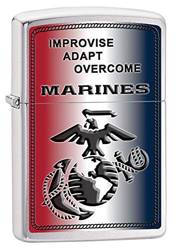 Zippo USMC Improvise Adapt Overcome Brushed Chrome Pocket Lighter One Size
