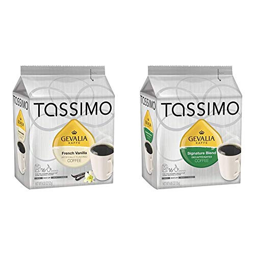 Gevalia French Vanilla Tassimo Coffee Brewing Pods  16 Count   and  Signature Decaf Medium Roast Tassimo Coffee Brewing Pods  16 Count Gevalia French Vanilla Tassimo Coffee Brewing Pods  16 Count   and  Signature Decaf Medium Roast Tassimo Coffee Brewing Pods  16 Count